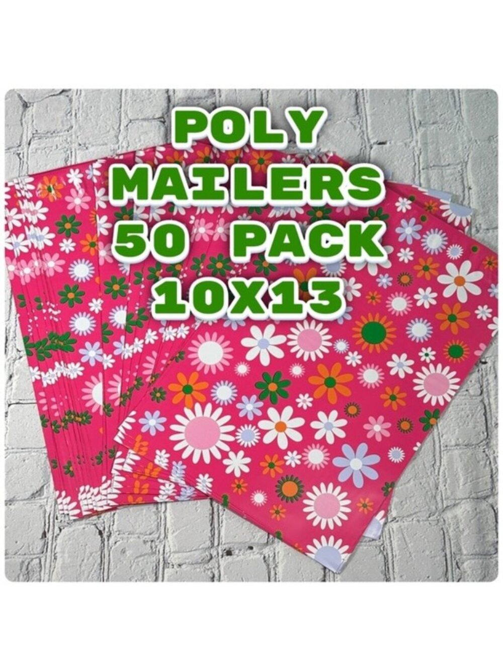 Poly Mailers 50 Pack 10x13 Flower Design Colorful Pink Orange Purple Green